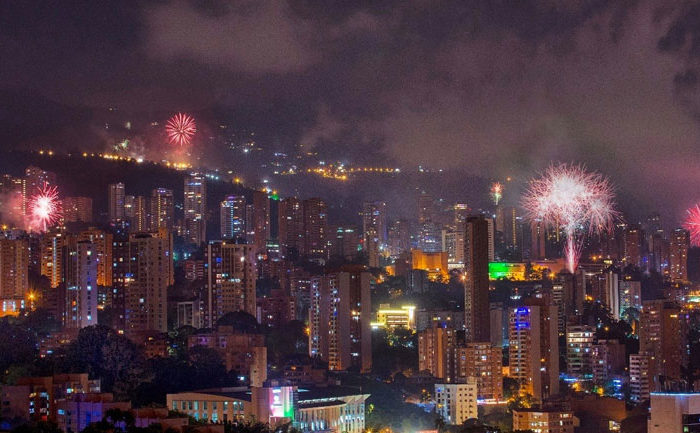 view of the city in the middle of the new year celebration