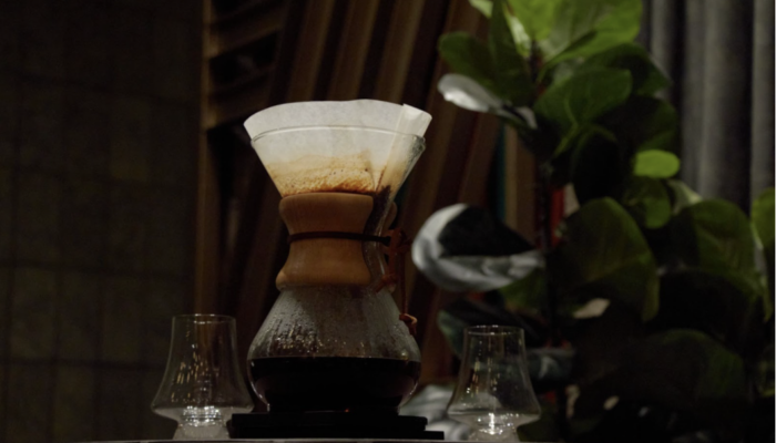 chamex coffee maker next to plants